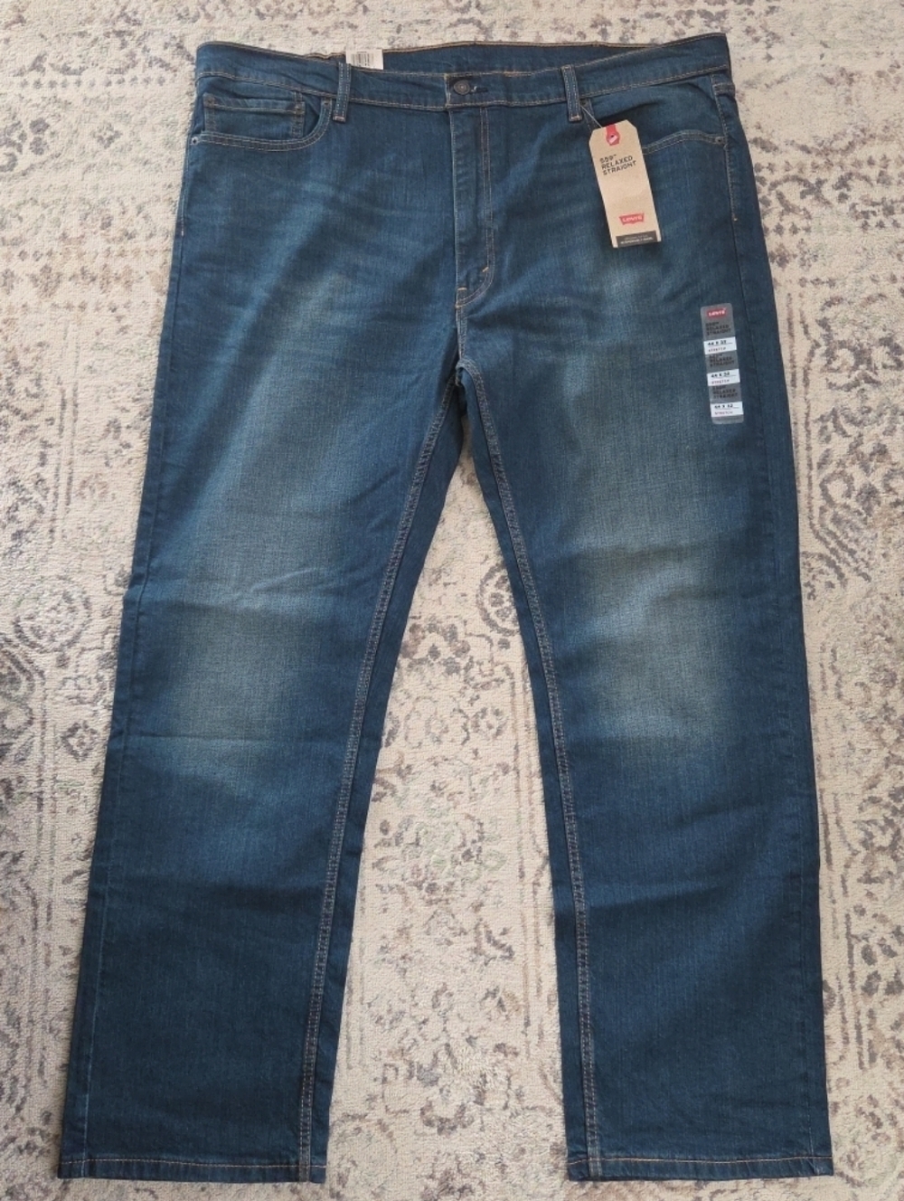 Levis 559 Relaxed Straight Jeans Men's 44x32 Dark Wash Blue Stretch Denim New